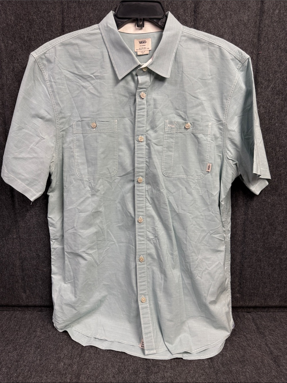 Vans Men's Casual Short-Sleeve Button-Up Shirt in Pale Blue